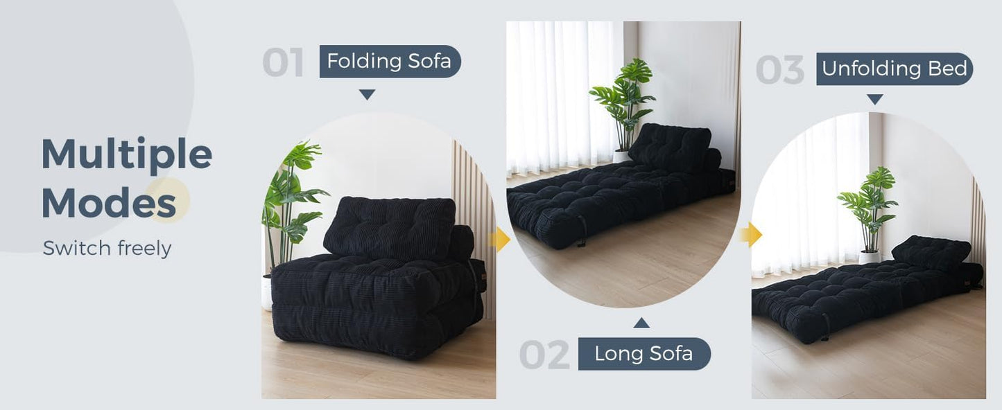 Convertible Floor Sofa 🛋️✨ | Foldable Lounge Bed Chair 🌿
