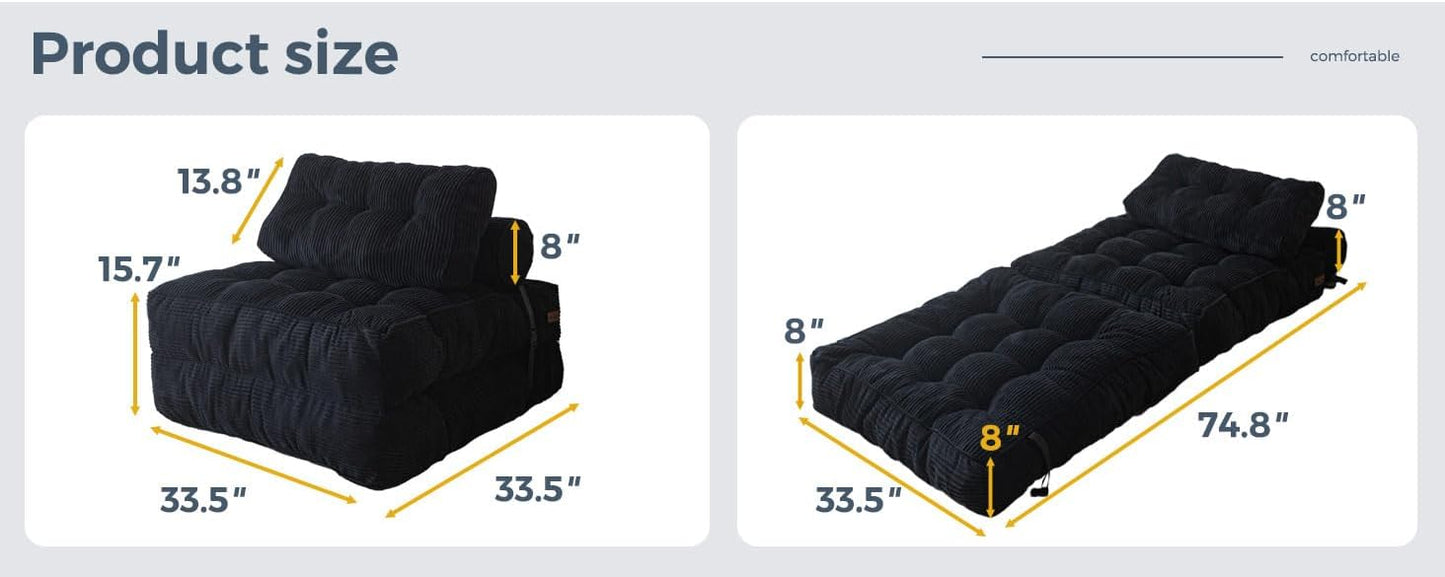 Convertible Floor Sofa 🛋️✨ | Foldable Lounge Bed Chair 🌿
