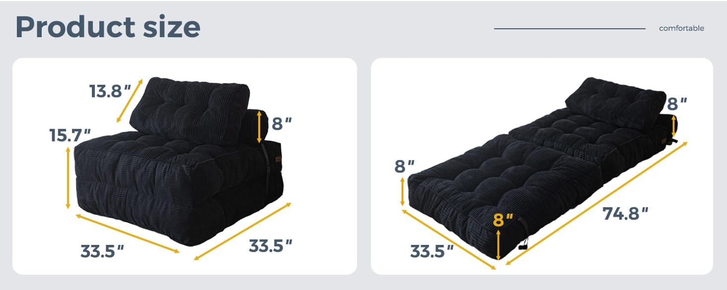 Convertible Floor Sofa 🛋️✨ | Foldable Lounge Bed Chair 🌿
